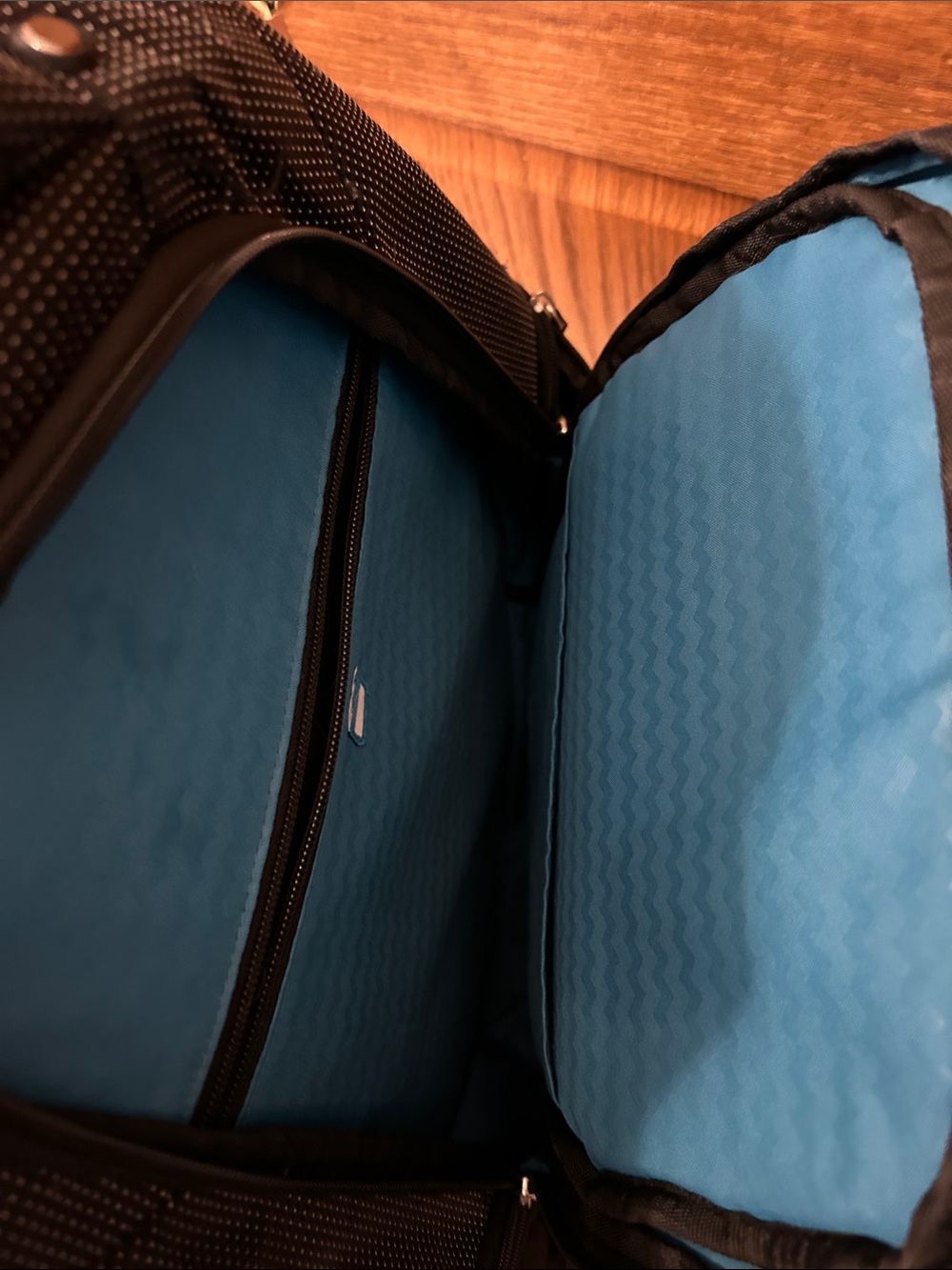 Black & Teal Multi-Pocket computer Backpack with multiple pockets for storage image 5